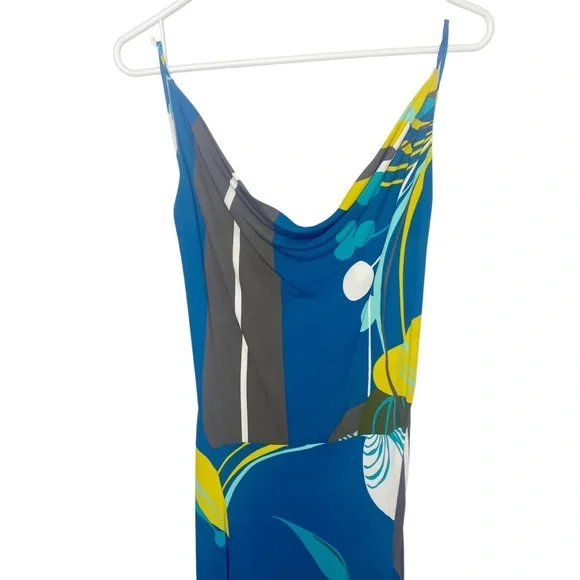 Y2K slip dress turquoise mustard size XS N - Picture 2 of 5